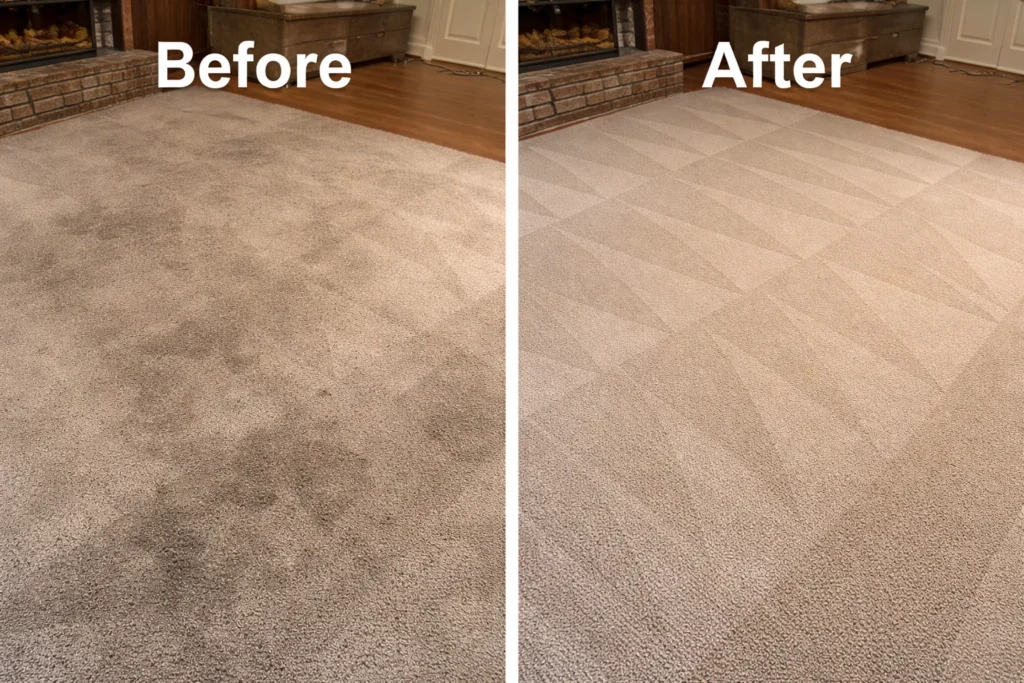 before and after results carpet cleaning truck mount